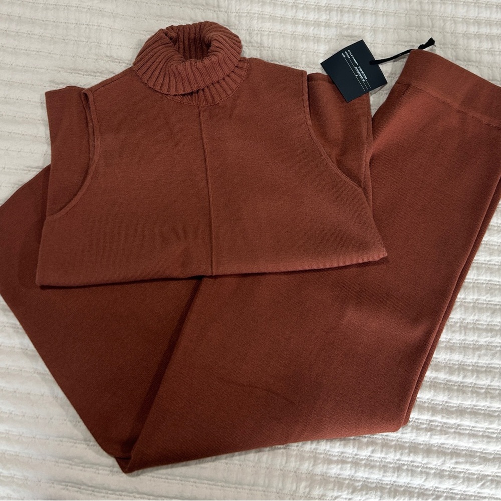 Marled Rust Wide Leg Pants & Jumpsuit Set